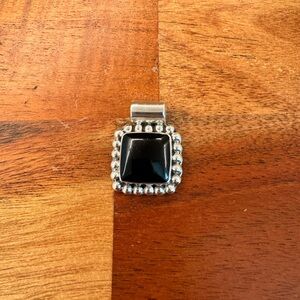 Elegant Black Onyx and Sterling Silver Pendant Stamped 925